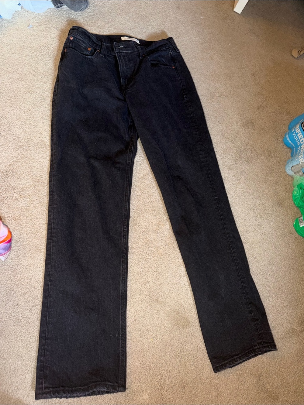 Abercrombie & Fitch Women's Mid Rise Straight Leg jeans- black - Picture 2 of 3